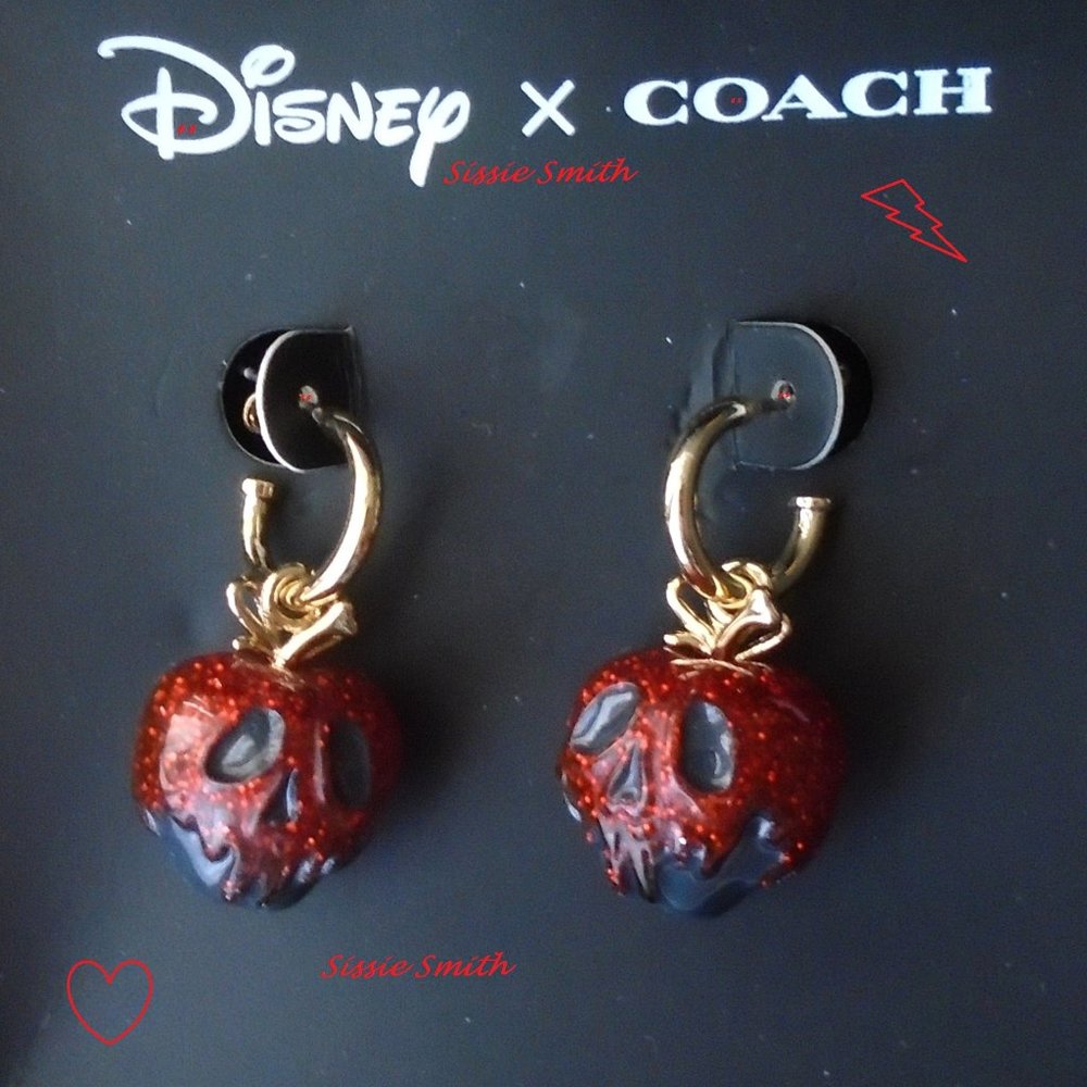 Disney X Coach Poison Apple Huggies Earrings - NWT